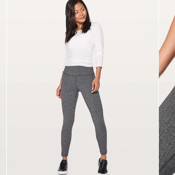 Lululemon Wunder Under Hi-Rise 7/8 Tight 25" Herringbone Black 21355 - Picture 3 of 15